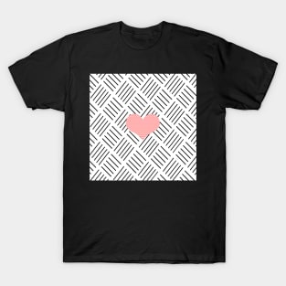 Pink heart - Abstract geometric pattern - black and white. T-Shirt